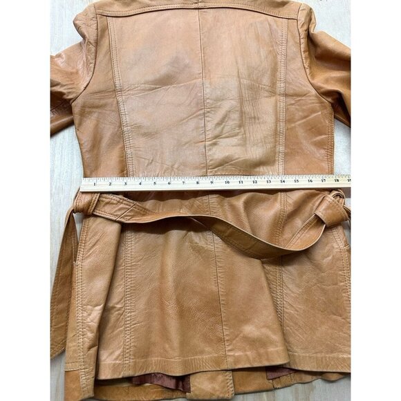 VTG Sheep Mates NY Paris Leather Coat Jacket Womens M Belted 70’s Retro Groovy - Picture 11 of 11